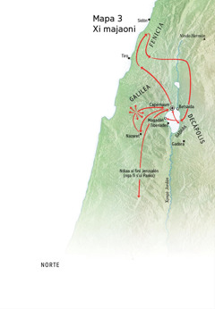 Mapa xi faʼaitʼa jña kitsoyason Jesús ya Galilea, Fenicia kao Decápolis