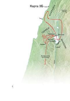 Карта со географски места поврзани со Исусовата служба во Галилеја, Феникија и Декаполис
