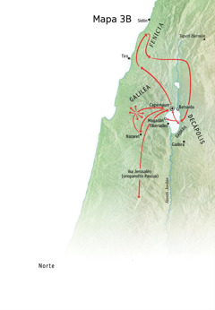 Mapa kampa nesi kanon otenojnots Jesús iyeualiujyan Galilea, Fenicia niman Decápolis