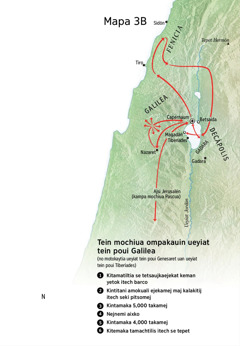Mapa tein kinextia kampa Jesús tanojnotak ompakauin Galilea, Fenicia uan Decápolis