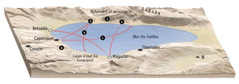 Mapa bʼa lugarik ja bʼa yaʼtel skʼulan ja Jesús bʼa sjoyanal ja mar bʼa Galilea