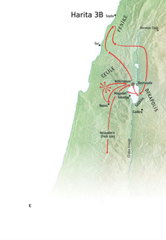 İsa’nın Celile, Dekapolis ve Fenike’deki hizmetini gösteren harita