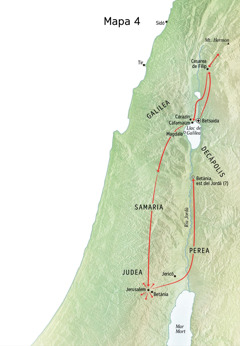 Mapa de la predicació de Jesús per Judea i per Galilea