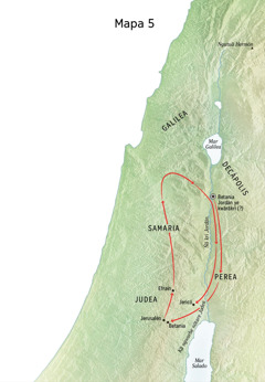 Mapa känti blitata Jesús kukwe driebare Betania, Jericó aune Perea yebätä