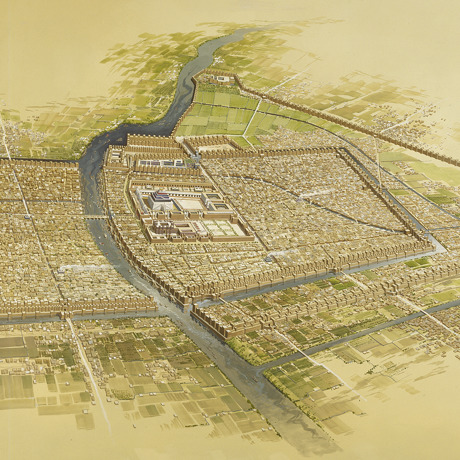 Representación artística de la antigua ciudad de Babilonia