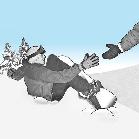 Un esquiador que cayó al suelo