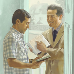 Ett Jehovas vittne som predikar