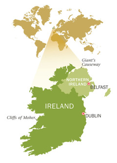 A map of the Republic of Ireland and Northern Ireland