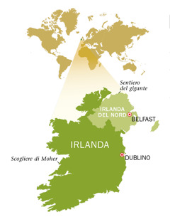 Cartina della Repubblica d’Irlanda e dell’Irlanda del Nord