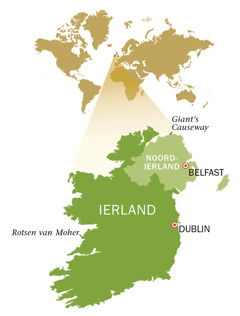 Kaart van de Republiek Ierland en Noord-Ierland