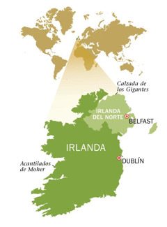 Mapa de la República de Irlanda e Irlanda del Norte