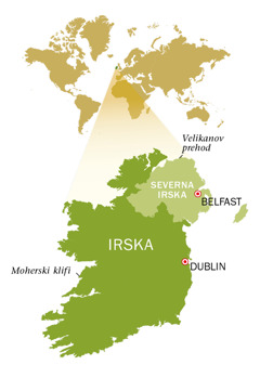 Zemljevid Republike Irske in Severne Irske