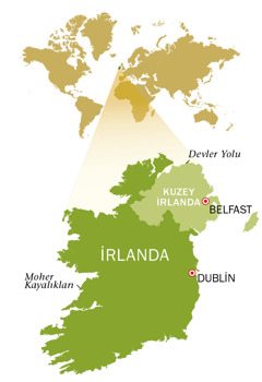 İrlanda Cumhuriyeti ve Kuzey İrlanda haritası
