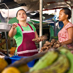 Vrouwen op de markt in Belize