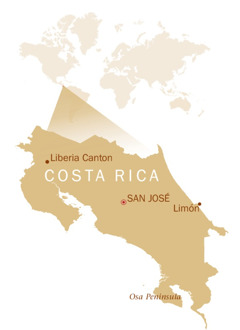 Mapa ti lubong a mangipakita iti ayan ti Costa Rica