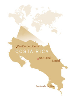 Ubicación de Costa Rica en un mapamundi