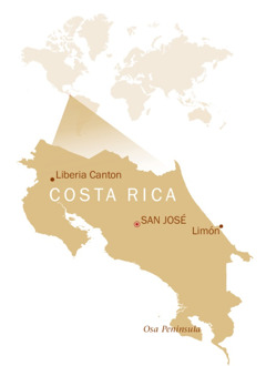 Mapa na nagpapakita ng lokasyon ng Costa Rica