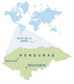 Et kort over Honduras