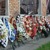 Memorial wreaths outside the Beslan school gymnasium