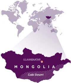 A world map showing the location of Mongolia