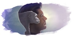 Gambar kepala kera dan kepala manusia