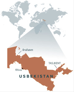 Et kort over Usbekistan