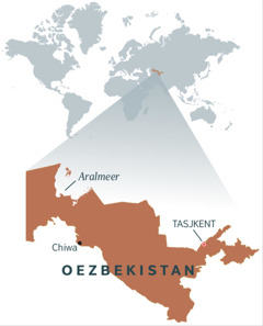 Een kaart van Oezbekistan