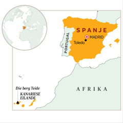 Spanje in oranje op die kaart aangedui