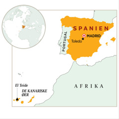 Et landkort med Spanien på