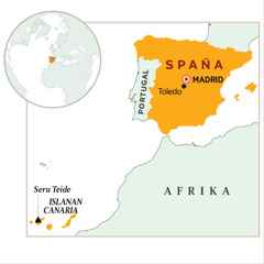 Spaña ta destaká riba un mapa