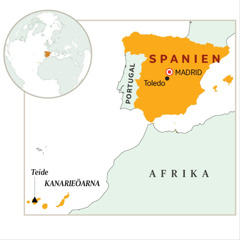 Spanien utmärkt på en karta