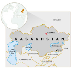 Et kort over Kasakhstan