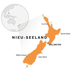 Nieu-Seeland op ’n wêreldkaart