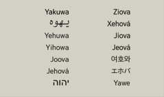 God’s name Jehovah in various languages