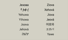 Божјето име Јехова на различни јазици