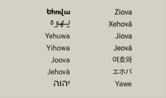 Եհովա Աստուծոյ անունը տարբեր լեզուներով