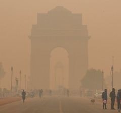 New Delhi, India, in late 2019, showing a thick haze because of high levels of air pollution.
