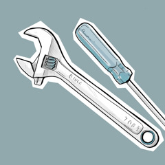 An adjustable wrench and a screwdriver.