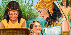 Moosese õde Mirjam räägib vaarao tütrega