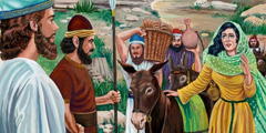 Abigaïl apporte des provisions à David et à ses hommes