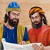 Nehemjáš a ještě jeden Izraelita si prohlížejí plány jeruzalémských hradeb