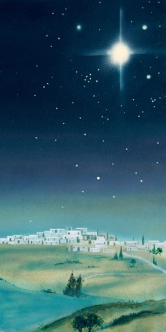 A fényes csillag Betlehem felett ragyog az égen