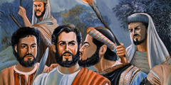 Jidáš zrazuje Ježíše polibkem v zahradě Getsemane