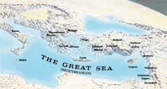 Mapa míst, která navštívili Pavel a Timoteus
