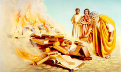 مردم اِفِسُس کتاب‌هایشان را که دربارهٔ جادوگری است آتش می‌زنند