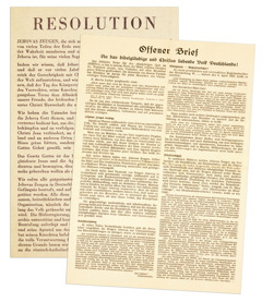 Printed resolution protesting the persecution.