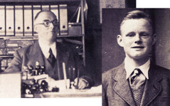 Collage: 1. Rolf Appel at his printery office. 2. Walter Appel.