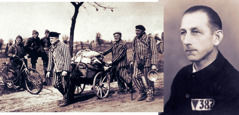 Collage: 1. Three of Jehovah’s Witnesses heading home from Sachsenhausen. 2. Paul Rehwald.