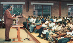 A congregation meeting at a Kingdom Hall