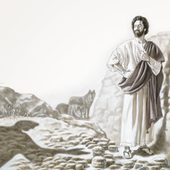 El diablo tentando a Jesús con las piedras